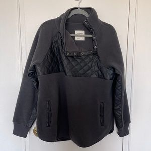 Abercrombie A&F Asymmetrical Snap-Up Fleece Black/Black Faux Leather - L